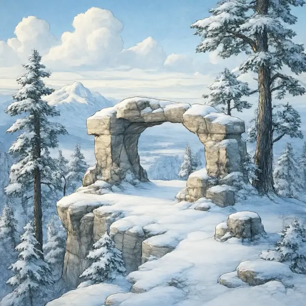 Steintor auf dem Siebenthaler Plateau bei Winter